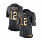 Men's Green Bay Packers #12 Aaron Rodgers Limited Black Gold Salute to Service Football Jersey