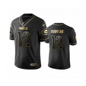 Men's Green Bay Packers #12 Aaron Rodgers Limited Black Golden Edition Limited Football Jersey