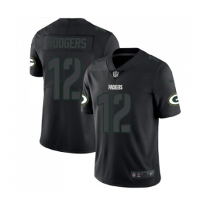 Men's Green Bay Packers #12 Aaron Rodgers Limited Black Rush Impact Football Jersey