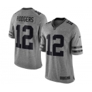 Men's Green Bay Packers #12 Aaron Rodgers Limited Gray Gridiron Football Jersey