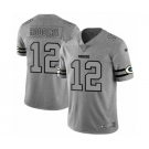 Men's Green Bay Packers #12 Aaron Rodgers Limited Gray Team Logo Gridiron Limited Football Jersey