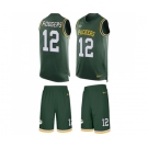 Men's Green Bay Packers #12 Aaron Rodgers Limited Green Tank Top Suit Football Jersey