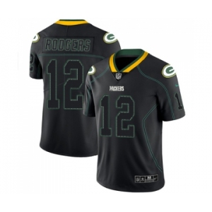 Men's Green Bay Packers #12 Aaron Rodgers Limited Lights Out Black Rush Football Jersey