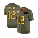 Men's Green Bay Packers #12 Aaron Rodgers Limited Olive Gold 2019 Salute to Service Football Jersey