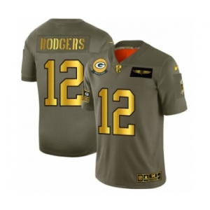Men's Green Bay Packers #12 Aaron Rodgers Limited Olive Gold 2019 Salute to Service Football Jersey