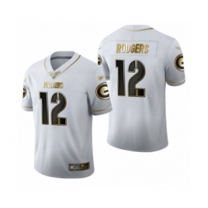 Men's Green Bay Packers #12 Aaron Rodgers Limited White Golden Edition Limited Football Jersey