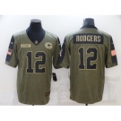 Men's Green Bay Packers #12 Aaron Rodgers Nike Olive 2021 Salute To Service Limited Player Jersey