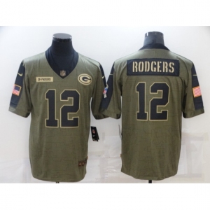 Men's Green Bay Packers #12 Aaron Rodgers Nike Olive 2021 Salute To Service Limited Player Jersey