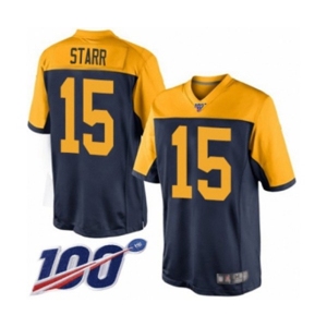 Men's Green Bay Packers #15 Bart Starr Limited Navy Blue Alternate 100th Season Football Jersey