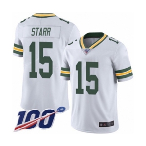 Men's Green Bay Packers #15 Bart Starr White Vapor Untouchable Limited Player 100th Season Football Jersey