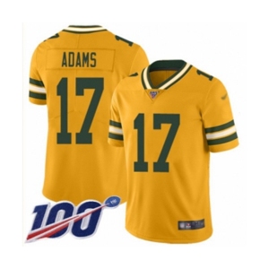 Men's Green Bay Packers #17 Davante Adams Limited Gold Inverted Legend 100th Season Football Jersey