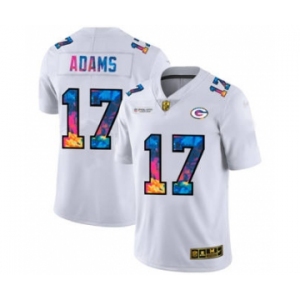 Men's Green Bay Packers #17 Davante Adams White Multi-Color 2020 Football Crucial Catch Limited Football Jersey