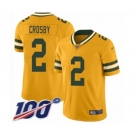 Men's Green Bay Packers #2 Mason Crosby Limited Gold Inverted Legend 100th Season Football Jersey