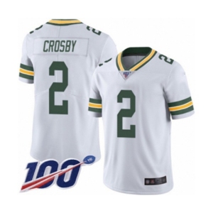 Men's Green Bay Packers #2 Mason Crosby White Vapor Untouchable Limited Player 100th Season Football Jersey