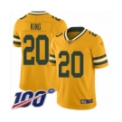 Men's Green Bay Packers #20 Kevin King Limited Gold Inverted Legend 100th Season Football Jersey