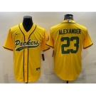 Men's Green Bay Packers #23 Jaire Alexander Yellow With Patch Cool Base Stitched Baseball Jersey