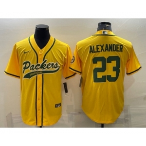 Men's Green Bay Packers #23 Jaire Alexander Yellow With Patch Cool Base Stitched Baseball Jersey