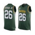 Men's Green Bay Packers #26 Darnell Savage Jr. Limited Green Player Name & Number Tank Top Football Jersey