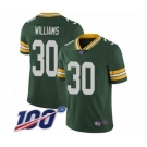 Men's Green Bay Packers #30 Jamaal Williams Green Team Color Vapor Untouchable Limited Player 100th Season Football Jersey