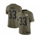 Men's Green Bay Packers #33 Aaron Jones 2022 Olive Salute To Service Limited Stitched Jersey