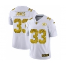 Men's Green Bay Packers #33 Aaron Jones Flocked Leopard Print Vapor Limited Football Jersey White