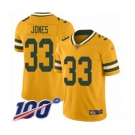 Men's Green Bay Packers #33 Aaron Jones Limited Gold Inverted Legend 100th Season Football Jersey