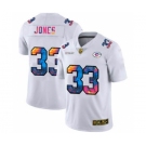 Men's Green Bay Packers #33 Aaron Jones White Multi-Color 2020 Football Crucial Catch Limited Football Jersey