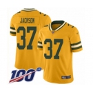 Men's Green Bay Packers #37 Josh Jackson Limited Gold Inverted Legend 100th Season Football Jersey