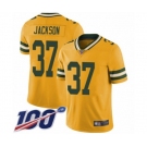 Men's Green Bay Packers #37 Josh Jackson Limited Gold Rush Vapor Untouchable 100th Season Football Jersey