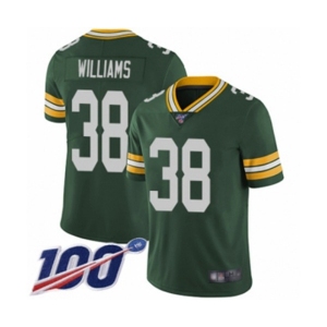 Men's Green Bay Packers #38 Tramon Williams Green Team Color Vapor Untouchable Limited Player 100th Season Football Jersey