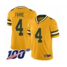 Men's Green Bay Packers #4 Brett Favre Limited Gold Inverted Legend 100th Season Football Jersey