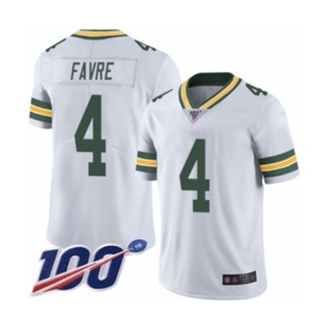 Men's Green Bay Packers #4 Brett Favre White Vapor Untouchable Limited Player 100th Season Football Jersey