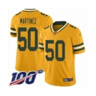 Men's Green Bay Packers #50 Blake Martinez Limited Gold Inverted Legend 100th Season Football Jersey