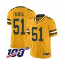 Men's Green Bay Packers #51 Kyler Fackrell Limited Gold Inverted Legend 100th Season Football Jersey