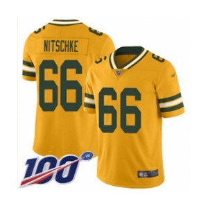 Men's Green Bay Packers #66 Ray Nitschke Limited Gold Inverted Legend 100th Season Football Jersey