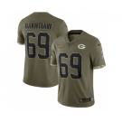 Men's Green Bay Packers #69 David Bakhtiari 2022 Olive Salute To Service Limited Stitched Jersey