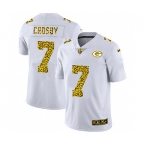 Men's Green Bay Packers #7 Mason Crosby Flocked Leopard Print Vapor Limited Football Jersey White