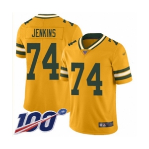 Men's Green Bay Packers #74 Elgton Jenkins Limited Gold Inverted Legend 100th Season Football Jersey