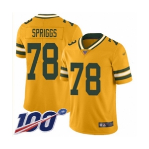 Men's Green Bay Packers #78 Jason Spriggs Limited Gold Inverted Legend 100th Season Football Jersey