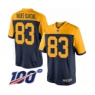 Men's Green Bay Packers #83 Marquez Valdes-Scantling Limited Navy Blue Alternate 100th Season Football Jersey