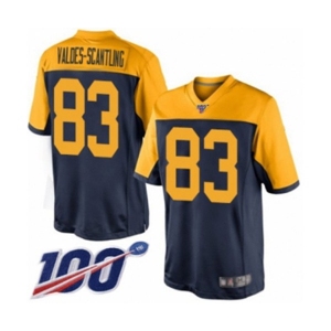 Men's Green Bay Packers #83 Marquez Valdes-Scantling Limited Navy Blue Alternate 100th Season Football Jersey