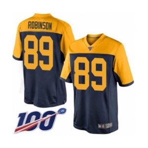 Men's Green Bay Packers #89 Dave Robinson Limited Navy Blue Alternate 100th Season Football Jersey