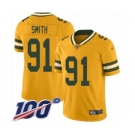 Men's Green Bay Packers #91 Preston Smith Limited Gold Inverted Legend 100th Season Football Jersey