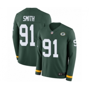 Men's Green Bay Packers #91 Preston Smith Limited Green Therma Long Sleeve Football Jersey