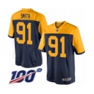 Men's Green Bay Packers #91 Preston Smith Limited Navy Blue Alternate 100th Season Football Jersey