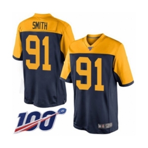 Men's Green Bay Packers #91 Preston Smith Limited Navy Blue Alternate 100th Season Football Jersey