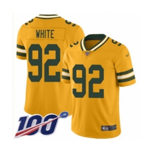 Men's Green Bay Packers #92 Reggie White Limited Gold Inverted Legend 100th Season Football Jersey