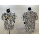 Men's Green Bay Packers Team Logo 2024 Arctic Camo Salute to Service Stitched Baseball Jersey