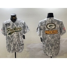 Men's Green Bay Packers Team Logo 2024 Arctic Camo Salute to Service Stitched Baseball Jerseys