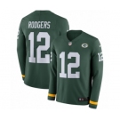 Men's Nike Green Bay Packers #12 Aaron Rodgers Limited Green Therma Long Sleeve NFL Jersey